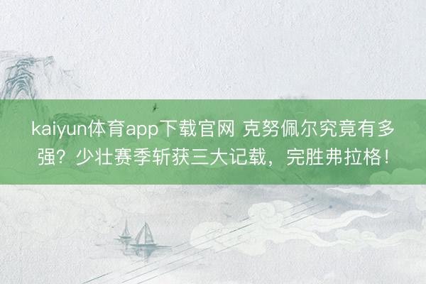 kaiyun体育app下载官网 克努佩尔究竟有多强?少壮赛季斩获三大记载,完胜弗拉格!