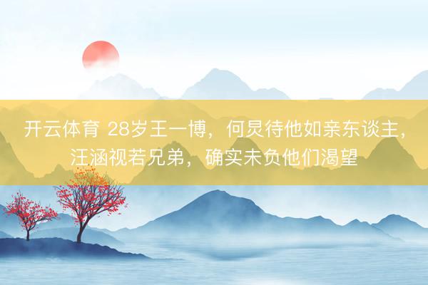 开云体育 28岁王一博，何炅待他如亲东谈主，汪涵视若兄弟，确实未负他们渴望