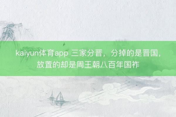 kaiyun体育app 三家分晋,分掉的是晋国,放置的却是周王朝八百年国祚