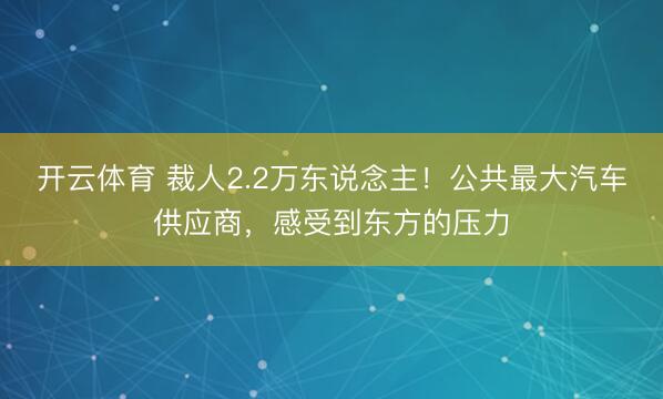 开云体育 裁人2.2万东说念主!公共最大汽车供应商,感受到东方的压力