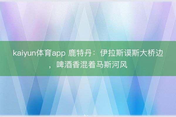 kaiyun体育app 鹿特丹:伊拉斯谟斯大桥边,啤酒香混着马斯河风