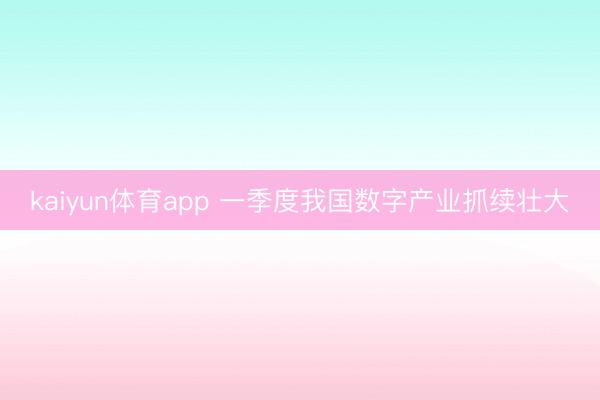 kaiyun体育app 一季度我国数字产业抓续壮大